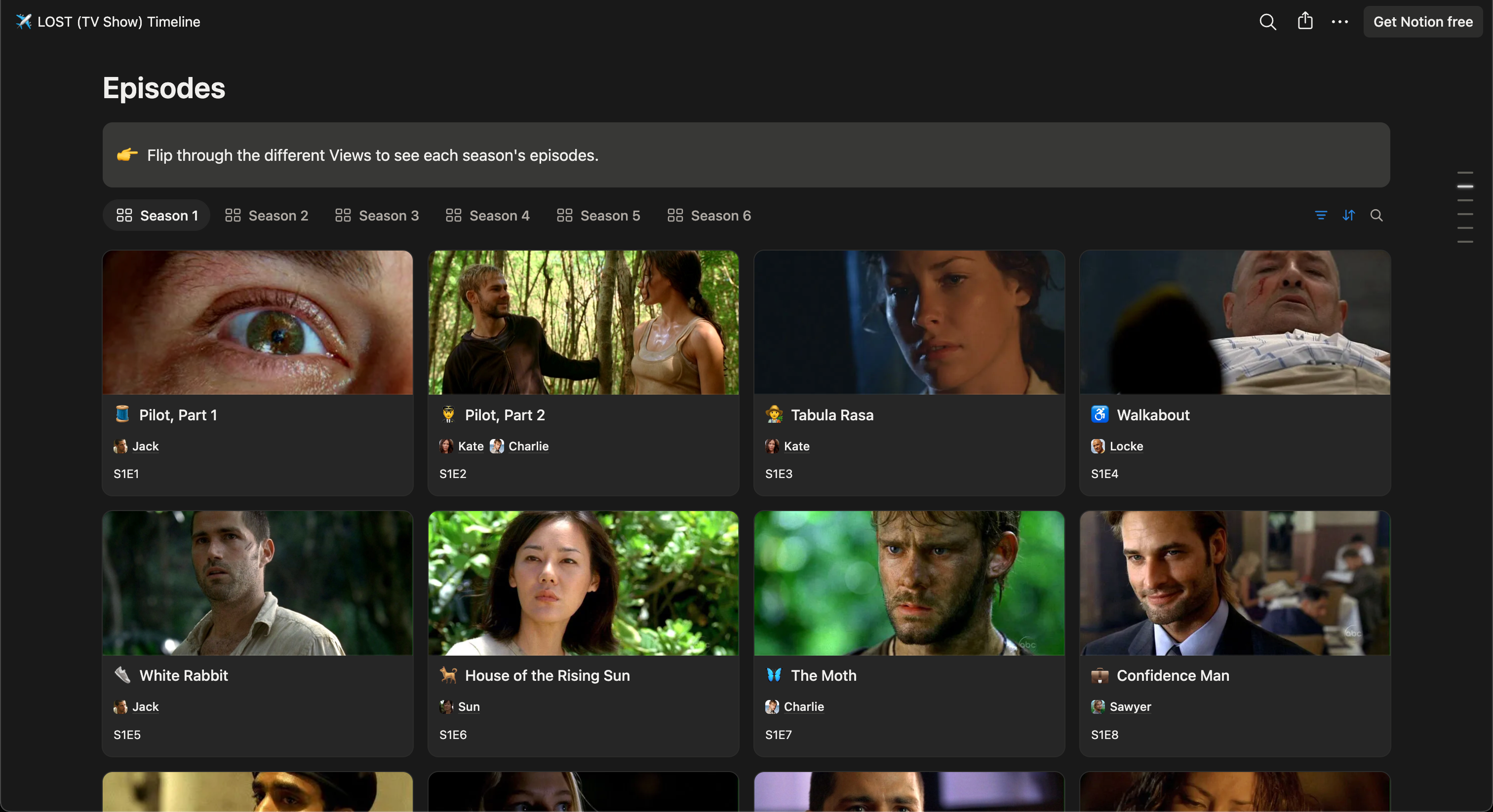 Пример связанных баз данных на сериале Lost